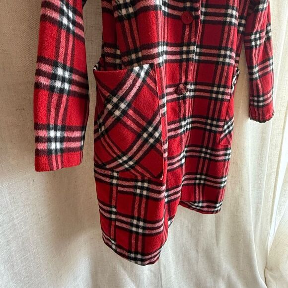 Tartan Plaid Shacket Womens Size S Red Button Front Preppy Academia Active USA - Picture 5 of 15